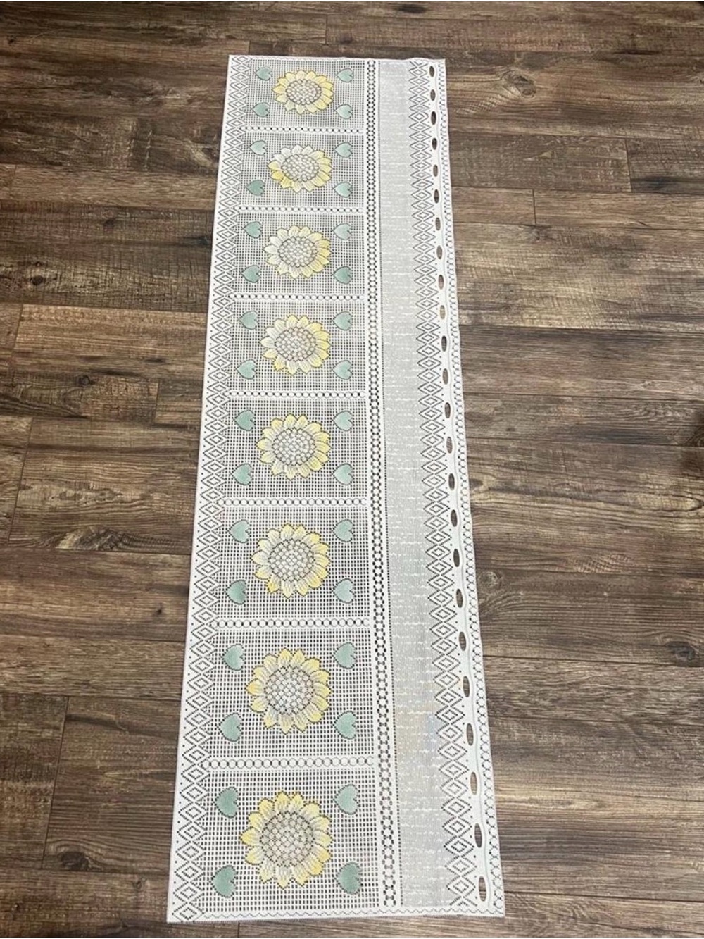 Floral Crochet Lace Valance in Yellow & Green